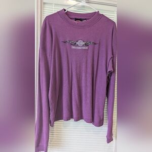 Vintage Harley Davidson Thermal Long Sleeve Womens Embroidered Sz XL purple USA